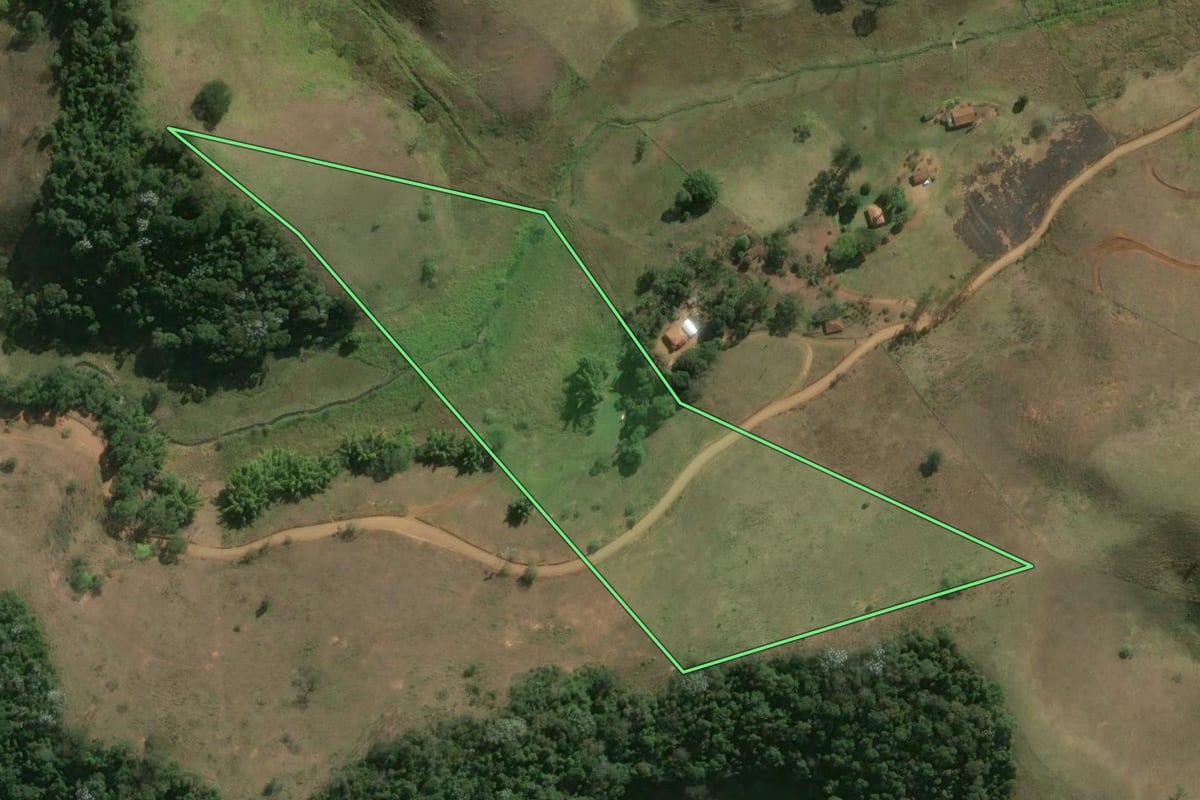 Imagem de satélite do imóvel rural em Duas Barras (RJ), com o contorno declarado no CAR desenhado por cima.