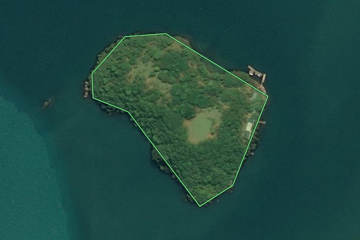Imagem de satélite do imóvel rural em Paraty (RJ), com o contorno declarado no CAR desenhado por cima.