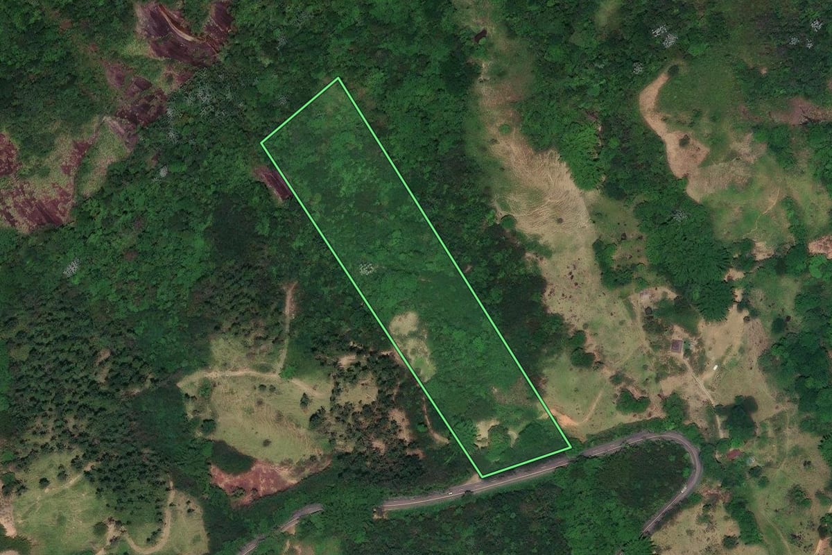 Imagem de satélite do imóvel rural em Santa Maria Madalena (RJ), com o contorno declarado no CAR desenhado por cima.