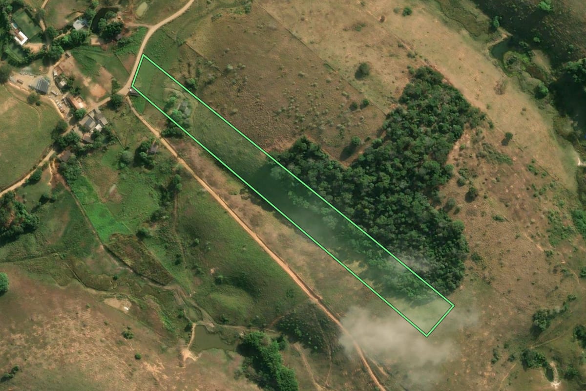 Imagem de satélite do imóvel rural em Santo Antônio de Pádua (RJ), com o contorno declarado no CAR desenhado por cima.