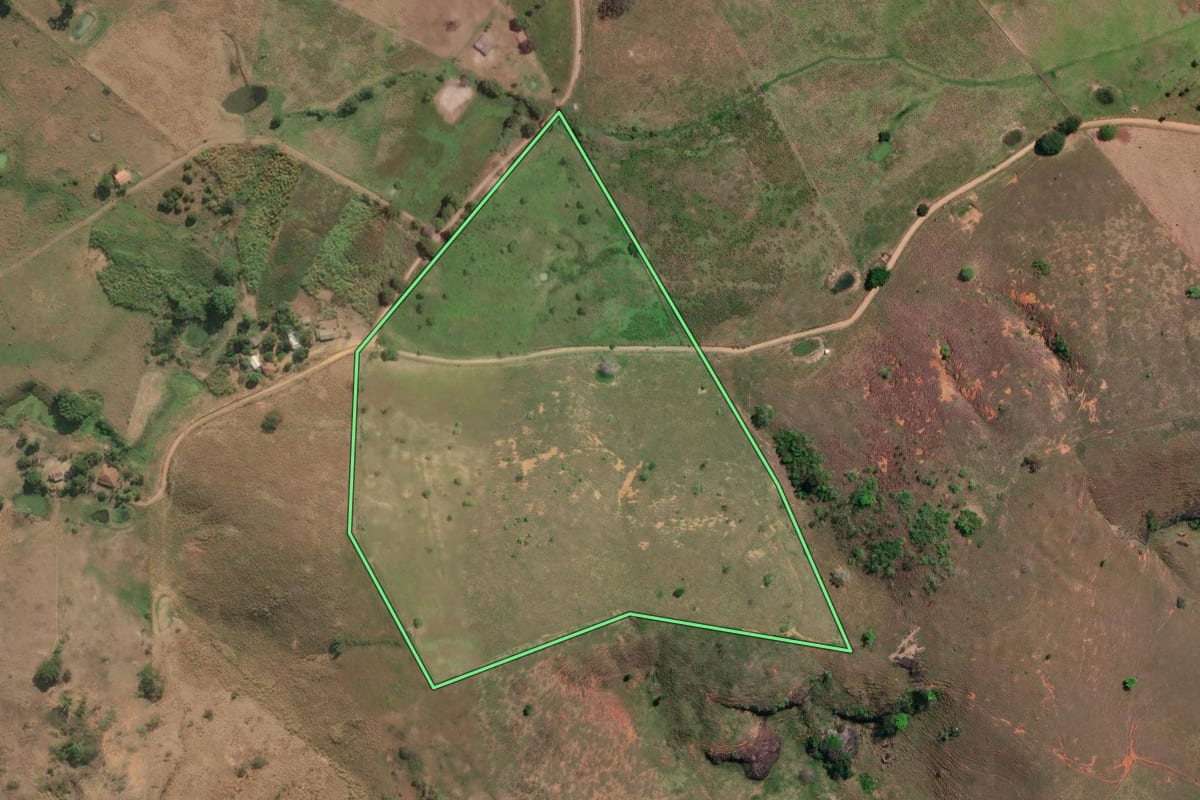 Imagem de satélite do imóvel rural em São Sebastião do Alto (RJ), com o contorno declarado no CAR desenhado por cima.