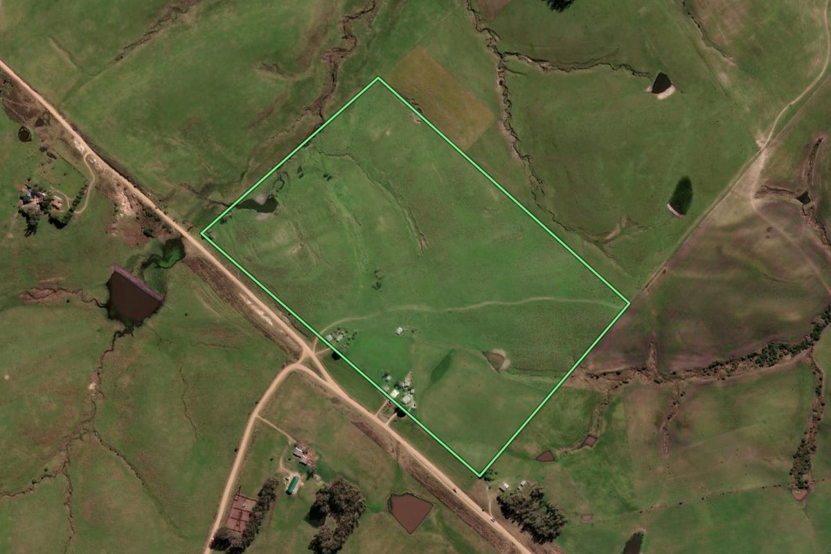 Imagem de satélite do imóvel rural em Aceguá (RS), com o contorno declarado no CAR desenhado por cima.