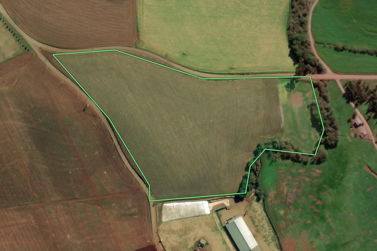 Imagem de satélite do imóvel rural em Água Santa (RS), com o contorno declarado no CAR desenhado por cima.