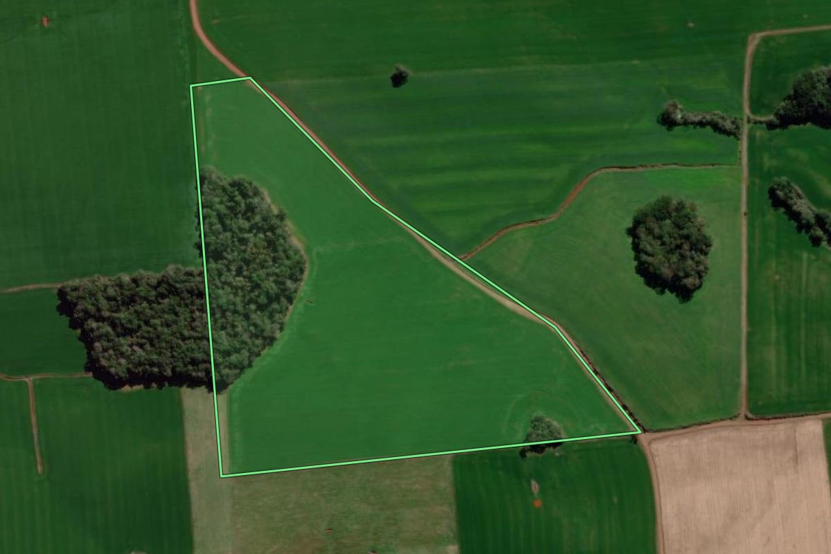 Imagem de satélite do imóvel rural em Água Santa (RS), com o contorno declarado no CAR desenhado por cima.