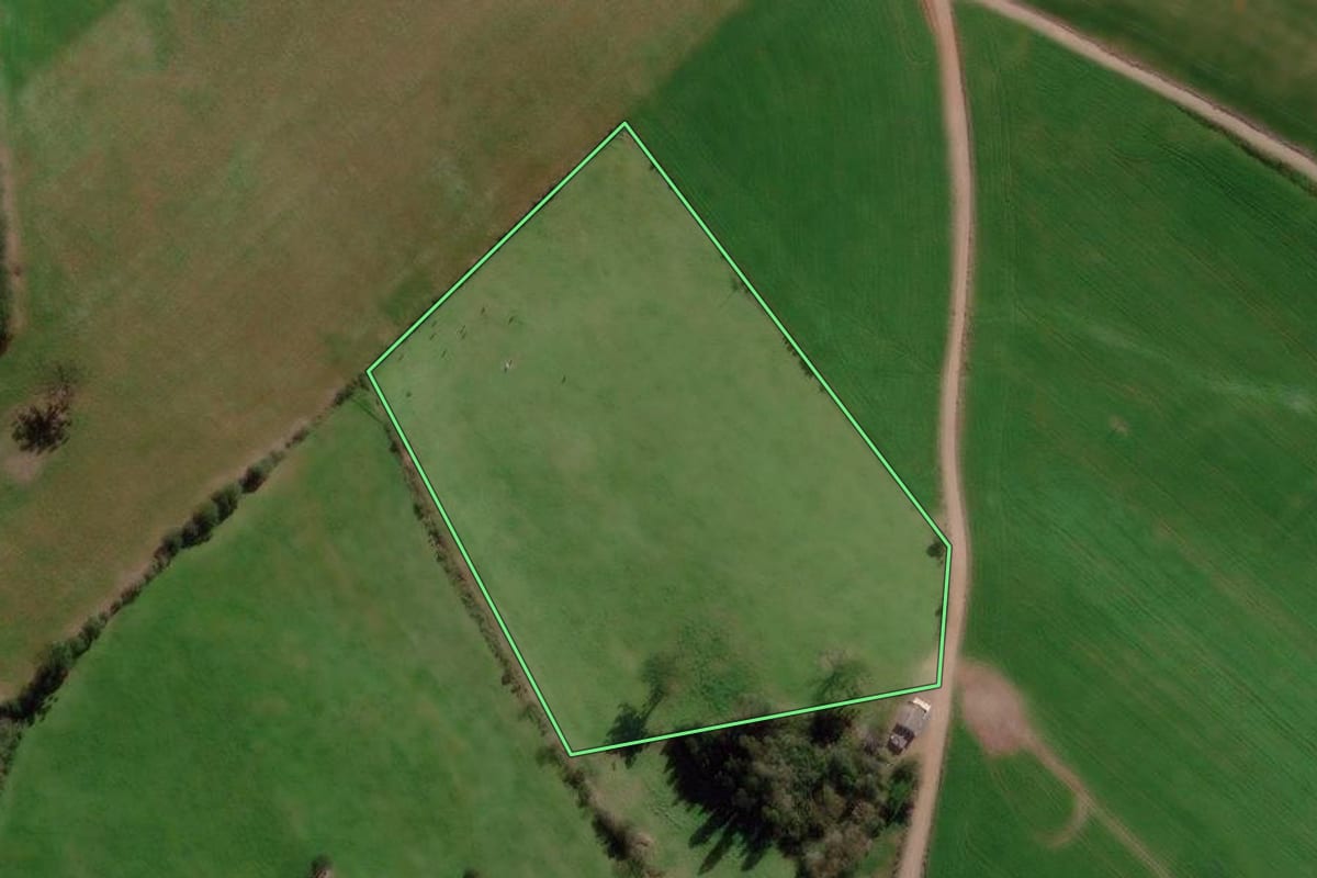 Imagem de satélite do imóvel rural em Água Santa (RS), com o contorno declarado no CAR desenhado por cima.