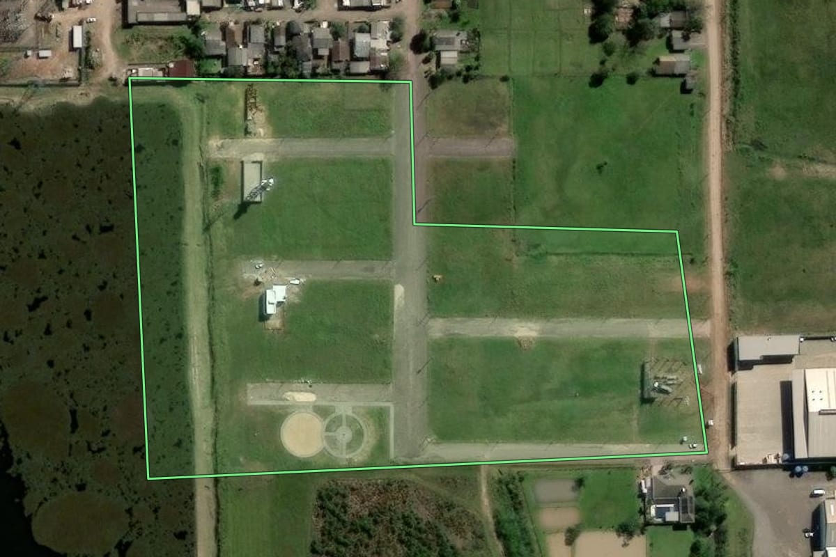 Imagem de satélite do imóvel rural em Agudo (RS), com o contorno declarado no CAR desenhado por cima.