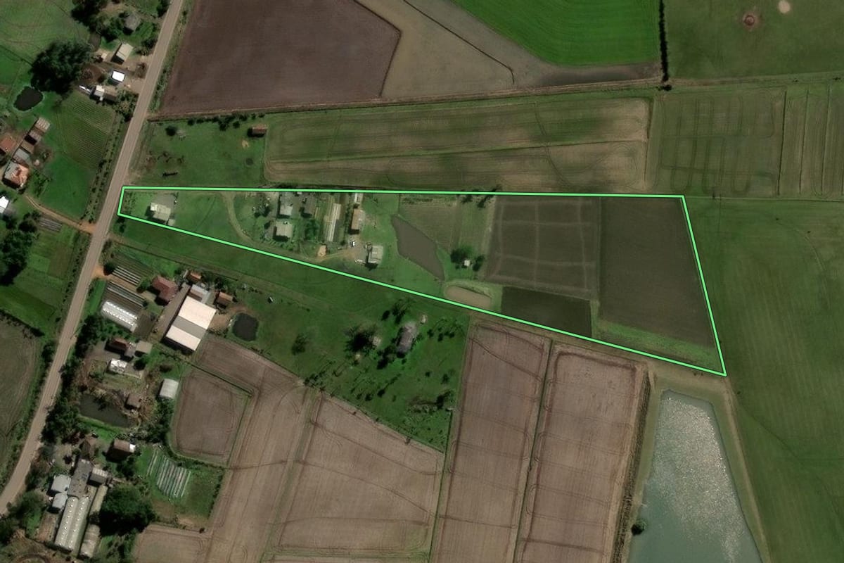 Imagem de satélite do imóvel rural em Agudo (RS), com o contorno declarado no CAR desenhado por cima.