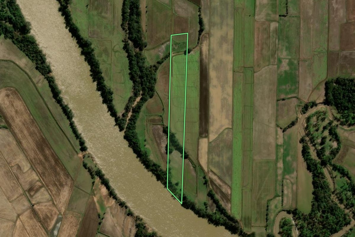 Imagem de satélite do imóvel rural em Agudo (RS), com o contorno declarado no CAR desenhado por cima.