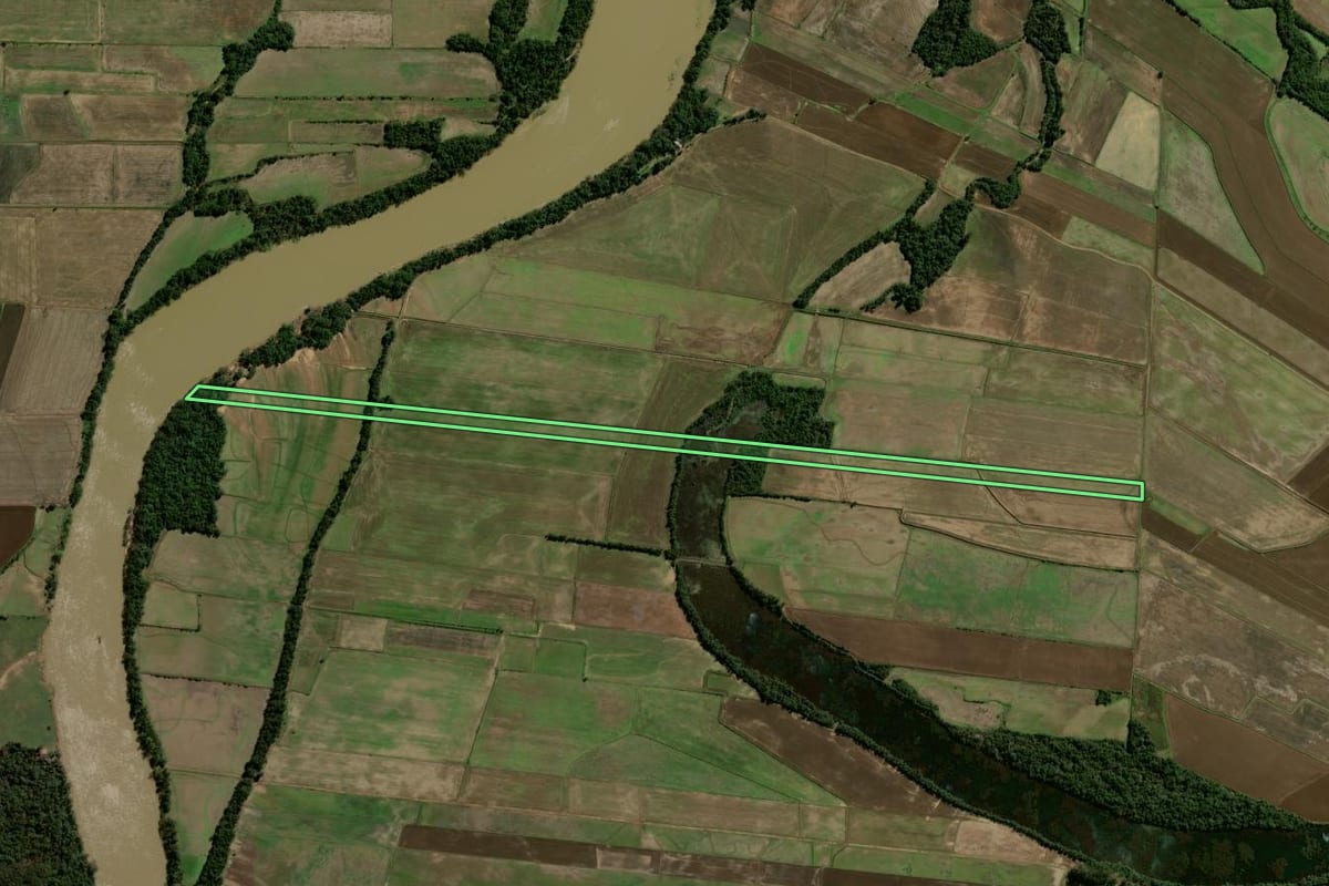 Imagem de satélite do imóvel rural em Agudo (RS), com o contorno declarado no CAR desenhado por cima.