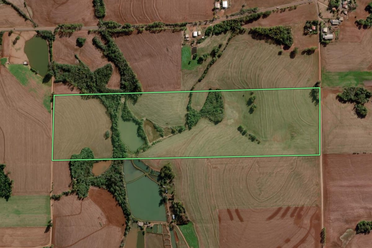 Imagem de satélite do imóvel rural em Ajuricaba (RS), com o contorno declarado no CAR desenhado por cima.