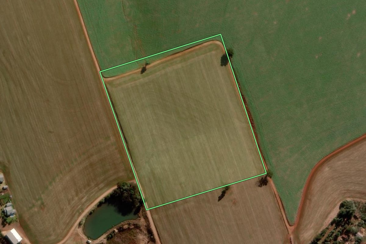 Imagem de satélite do imóvel rural em Ajuricaba (RS), com o contorno declarado no CAR desenhado por cima.