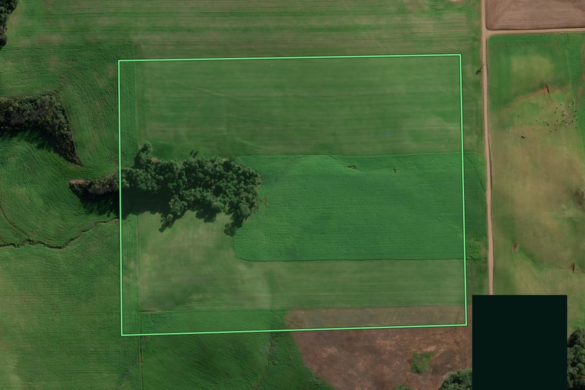 Imagem de satélite do imóvel rural em Ajuricaba (RS), com o contorno declarado no CAR desenhado por cima.
