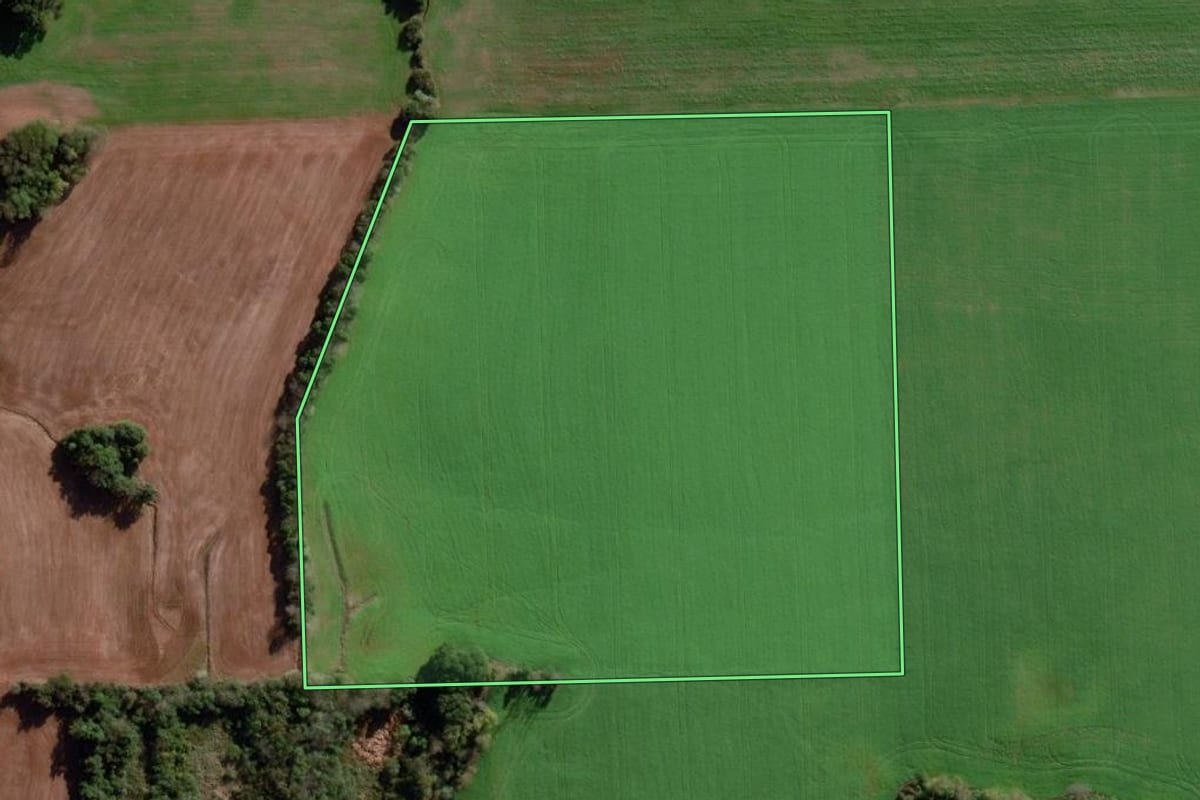 Imagem de satélite do imóvel rural em Ajuricaba (RS), com o contorno declarado no CAR desenhado por cima.