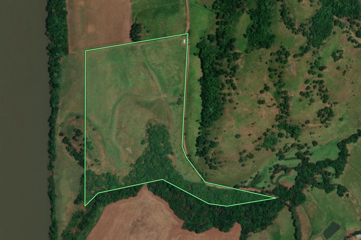 Imagem de satélite do imóvel rural em Alecrim (RS), com o contorno declarado no CAR desenhado por cima.