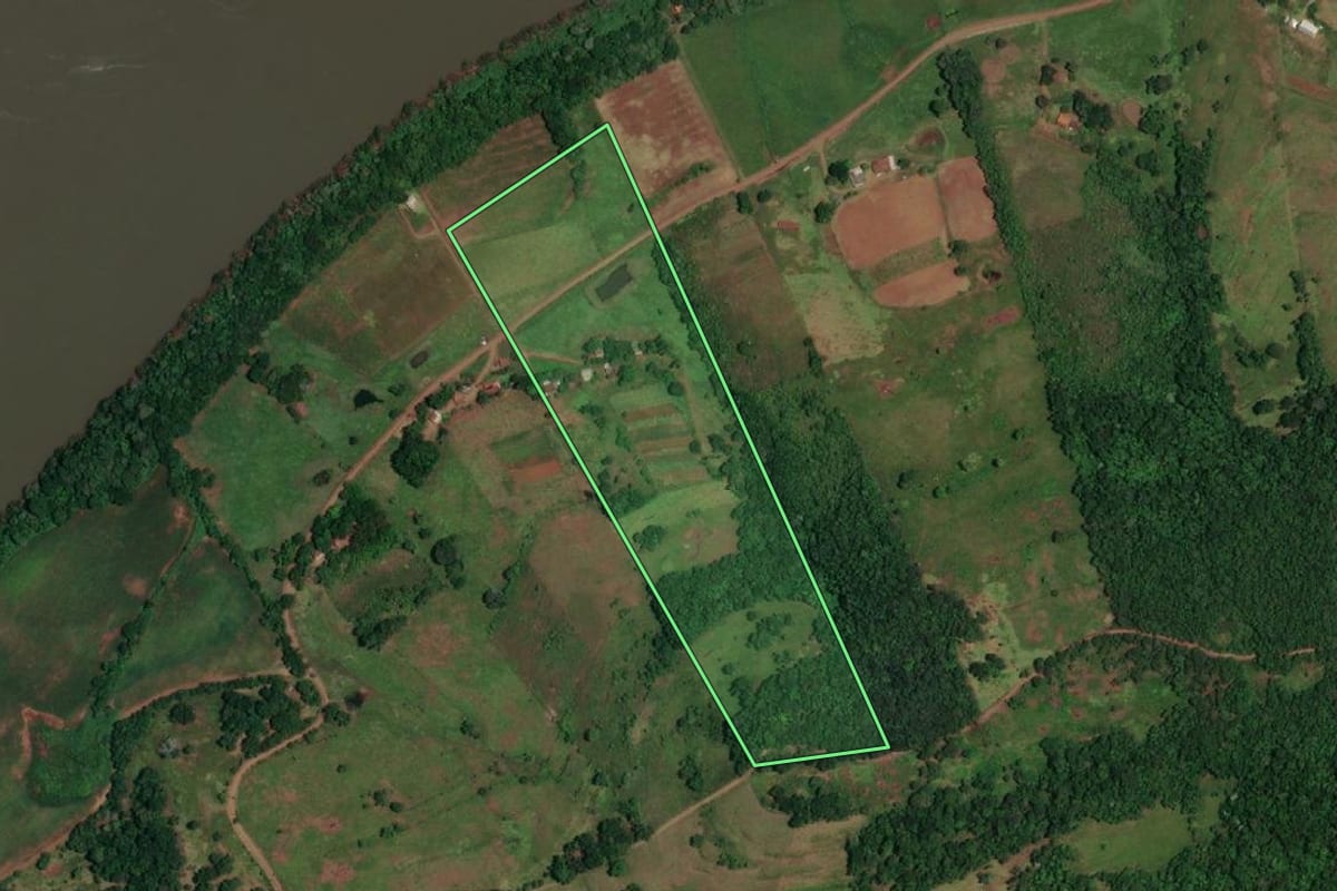 Imagem de satélite do imóvel rural em Alecrim (RS), com o contorno declarado no CAR desenhado por cima.