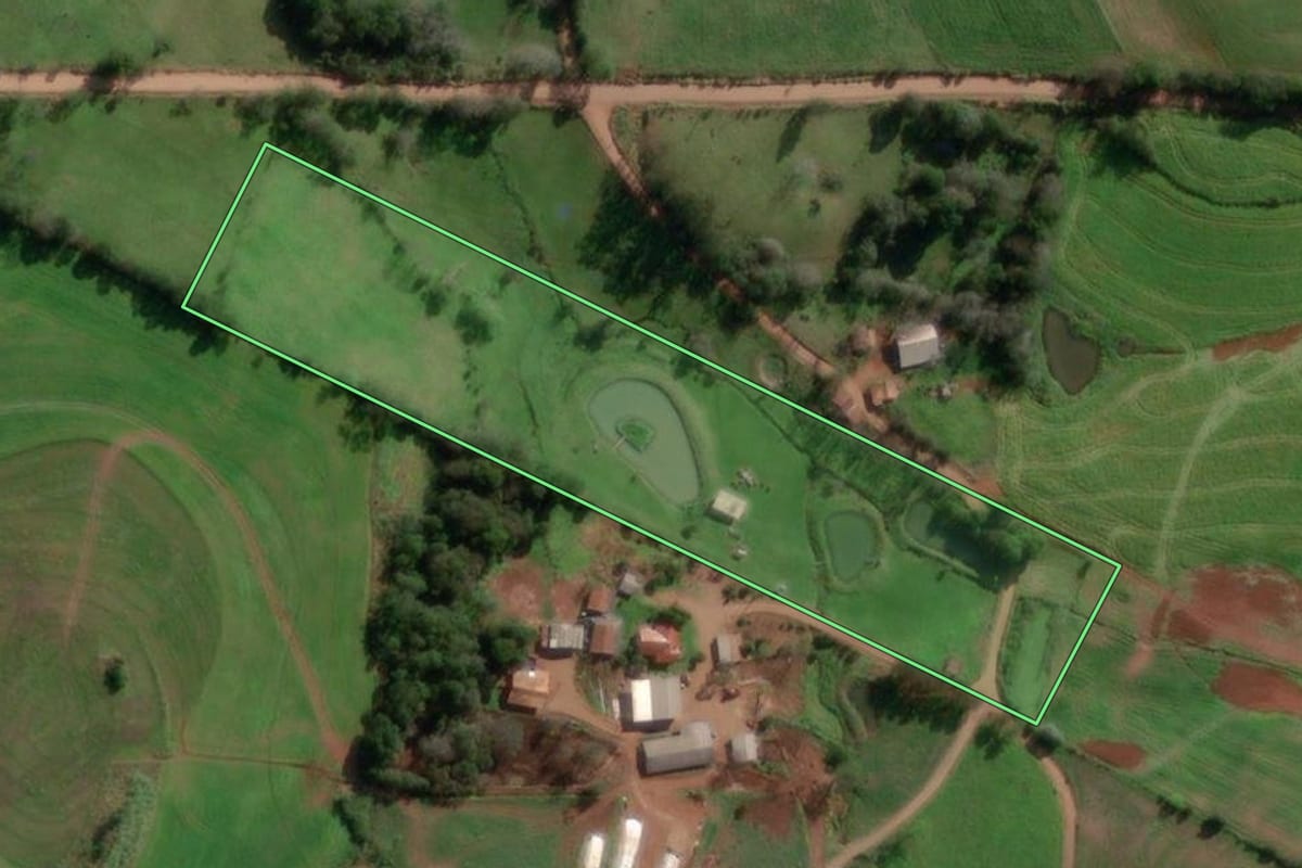 Imagem de satélite do imóvel rural em Alecrim (RS), com o contorno declarado no CAR desenhado por cima.