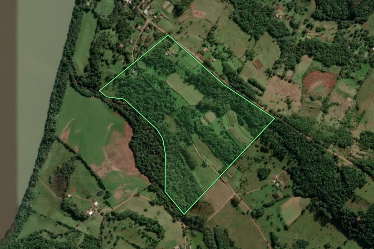 Imagem de satélite do imóvel rural em Alecrim (RS), com o contorno declarado no CAR desenhado por cima.