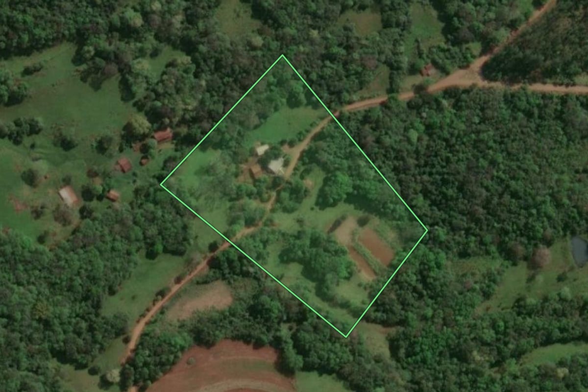 Imagem de satélite do imóvel rural em Alecrim (RS), com o contorno declarado no CAR desenhado por cima.