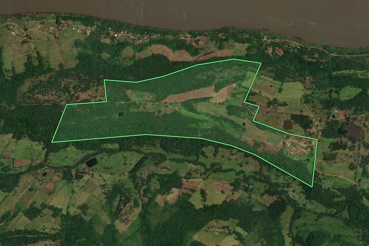Imagem de satélite do imóvel rural em Alecrim (RS), com o contorno declarado no CAR desenhado por cima.