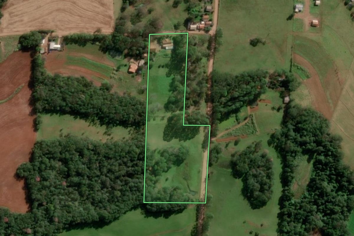 Imagem de satélite do imóvel rural em Alecrim (RS), com o contorno declarado no CAR desenhado por cima.