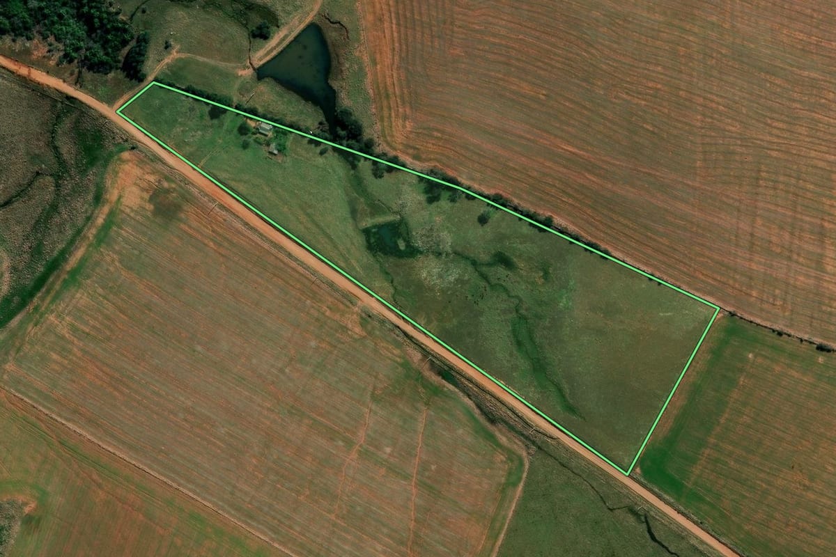 Imagem de satélite do imóvel rural em Alegrete (RS), com o contorno declarado no CAR desenhado por cima.