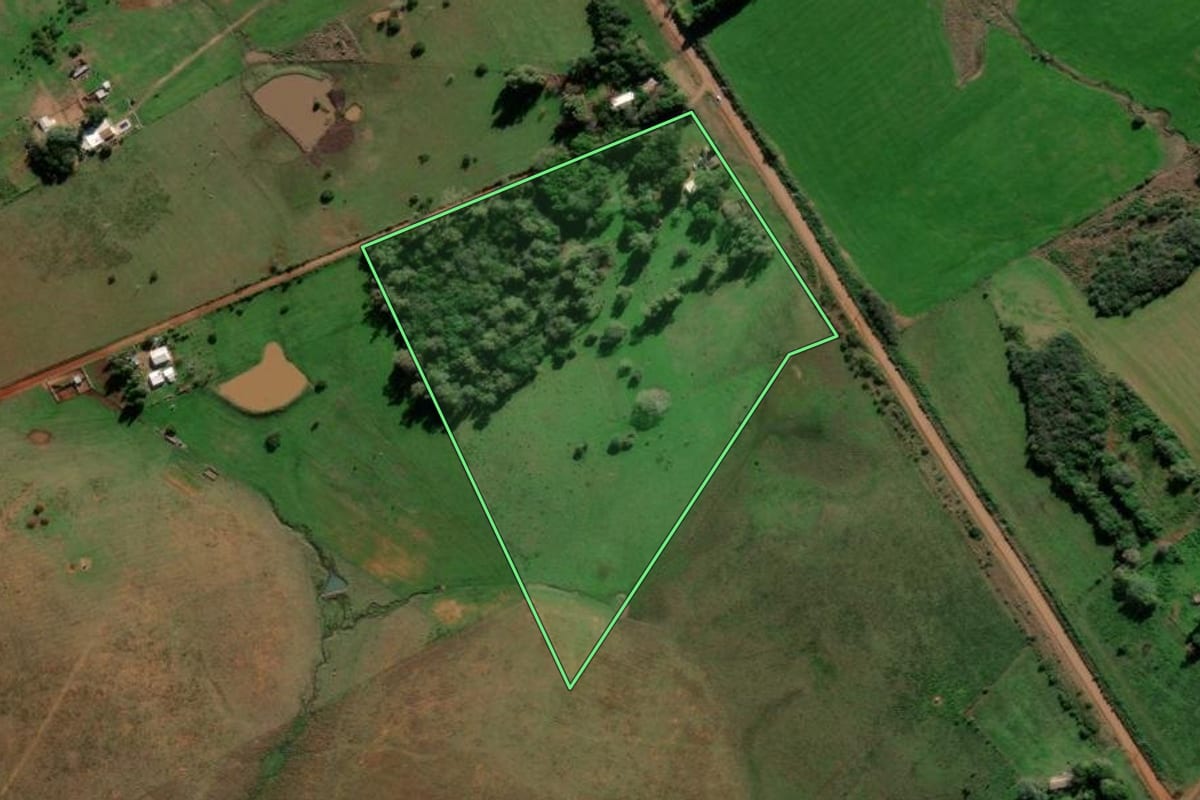 Imagem de satélite do imóvel rural em Alegrete (RS), com o contorno declarado no CAR desenhado por cima.