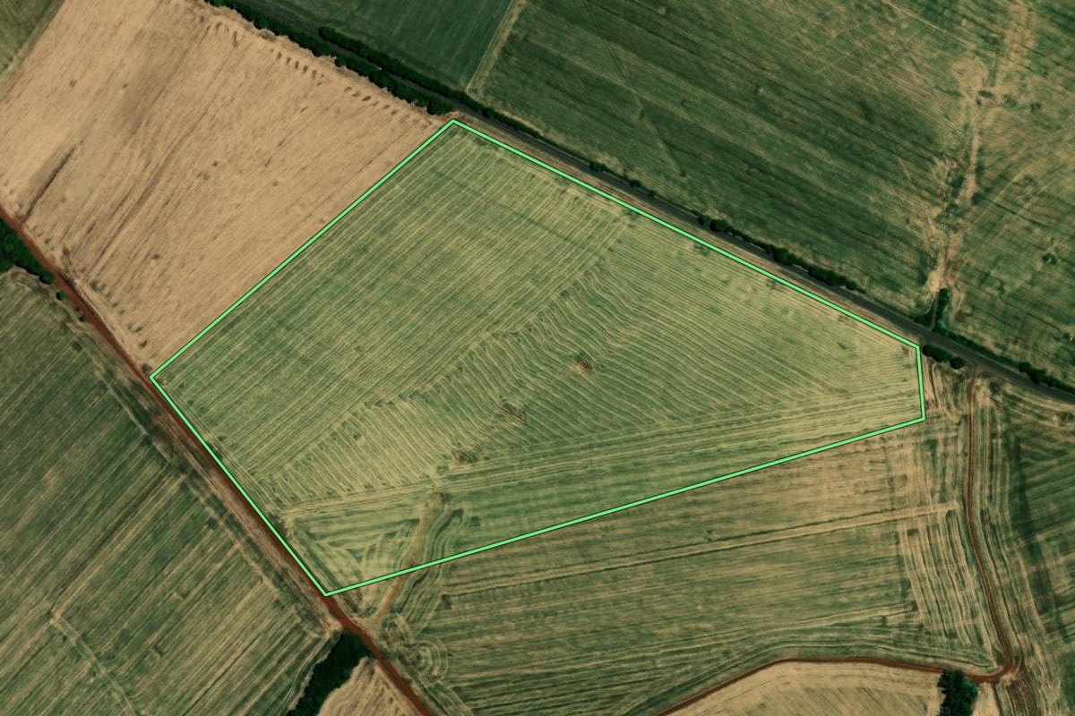 Imagem de satélite do imóvel rural em Almirante Tamandaré do Sul (RS), com o contorno declarado no CAR desenhado por cima.