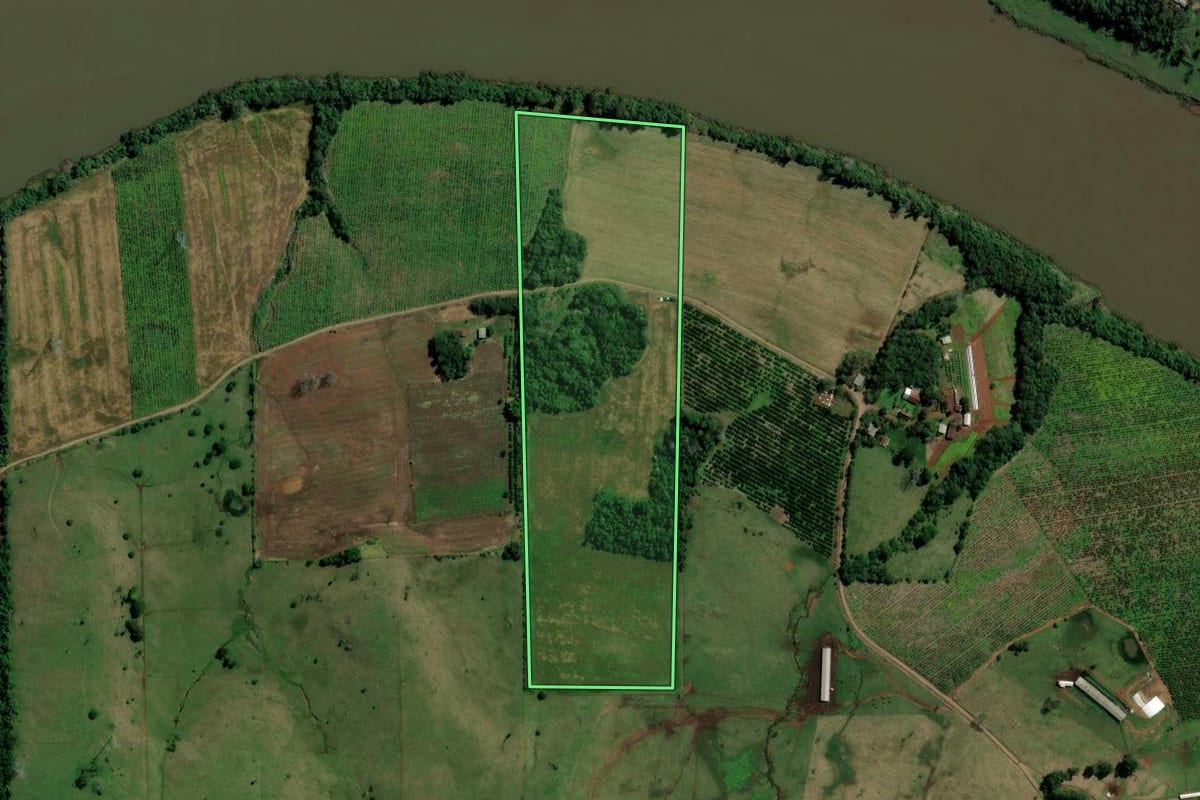 Imagem de satélite do imóvel rural em Alpestre (RS), com o contorno declarado no CAR desenhado por cima.