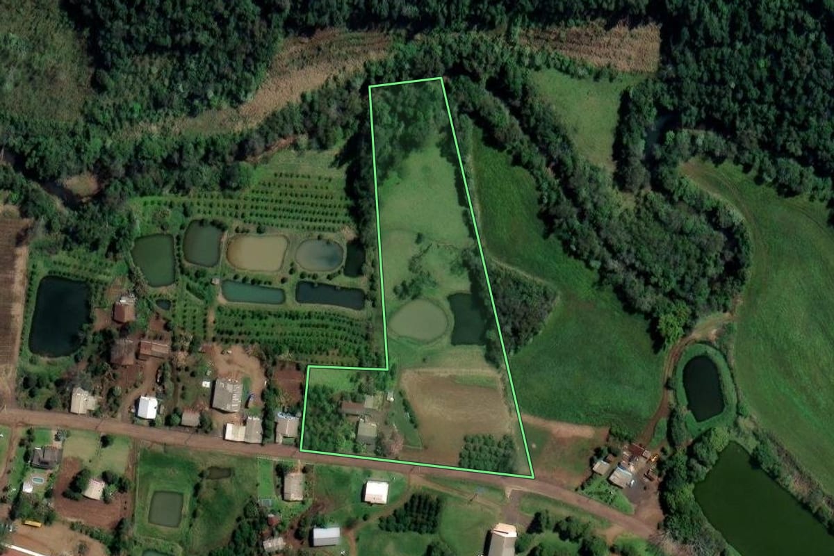 Imagem de satélite do imóvel rural em Alpestre (RS), com o contorno declarado no CAR desenhado por cima.