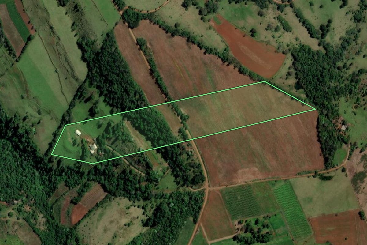 Imagem de satélite do imóvel rural em Alpestre (RS), com o contorno declarado no CAR desenhado por cima.