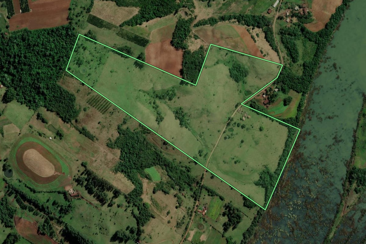 Imagem de satélite do imóvel rural em Alpestre (RS), com o contorno declarado no CAR desenhado por cima.