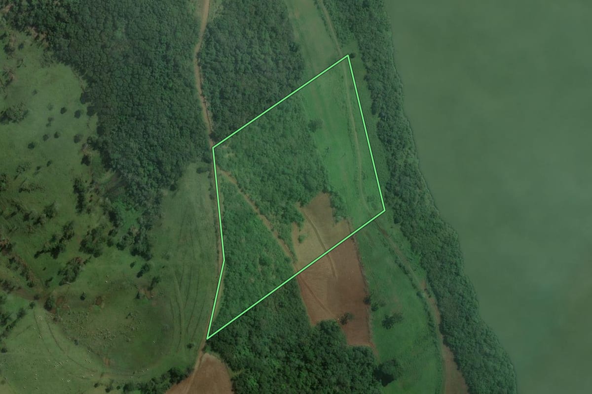 Imagem de satélite do imóvel rural em Alpestre (RS), com o contorno declarado no CAR desenhado por cima.