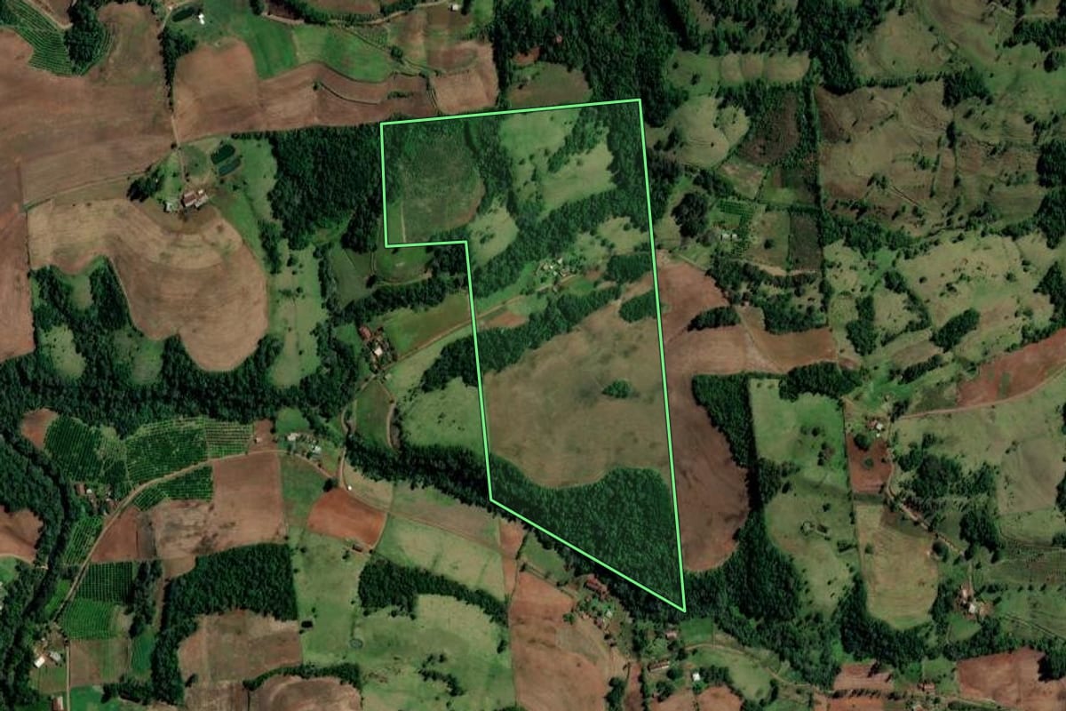 Imagem de satélite do imóvel rural em Alpestre (RS), com o contorno declarado no CAR desenhado por cima.