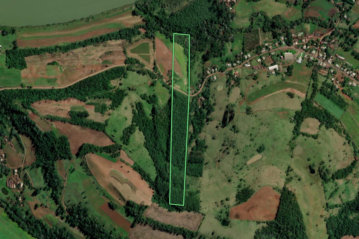 Imagem de satélite do imóvel rural em Alpestre (RS), com o contorno declarado no CAR desenhado por cima.