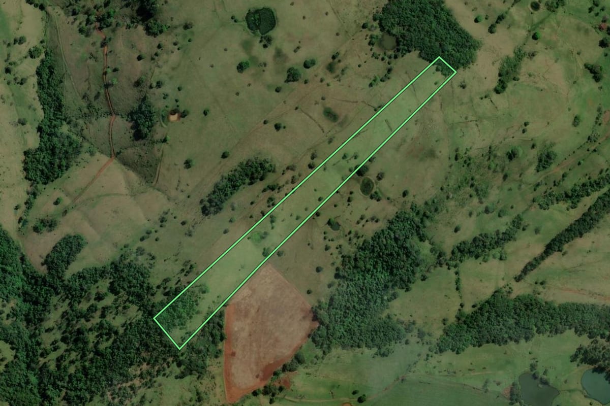 Imagem de satélite do imóvel rural em Alpestre (RS), com o contorno declarado no CAR desenhado por cima.