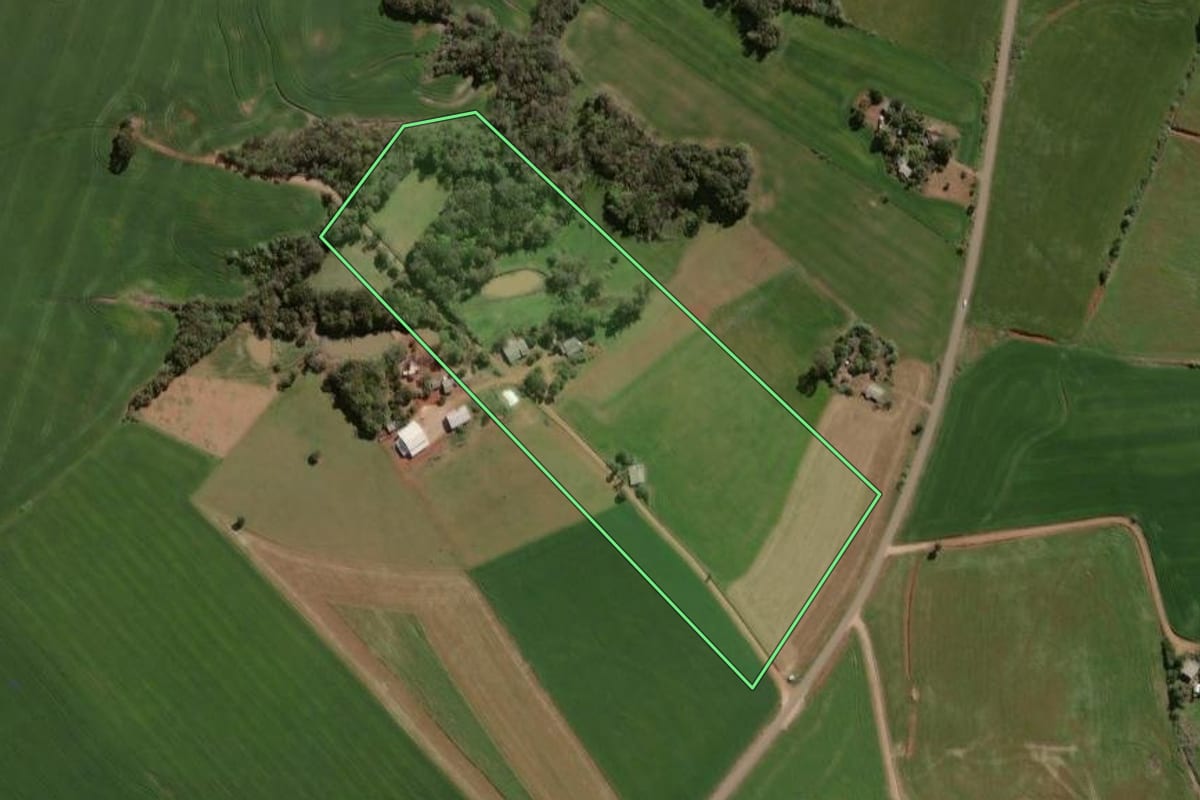 Imagem de satélite do imóvel rural em Alto Alegre (RS), com o contorno declarado no CAR desenhado por cima.