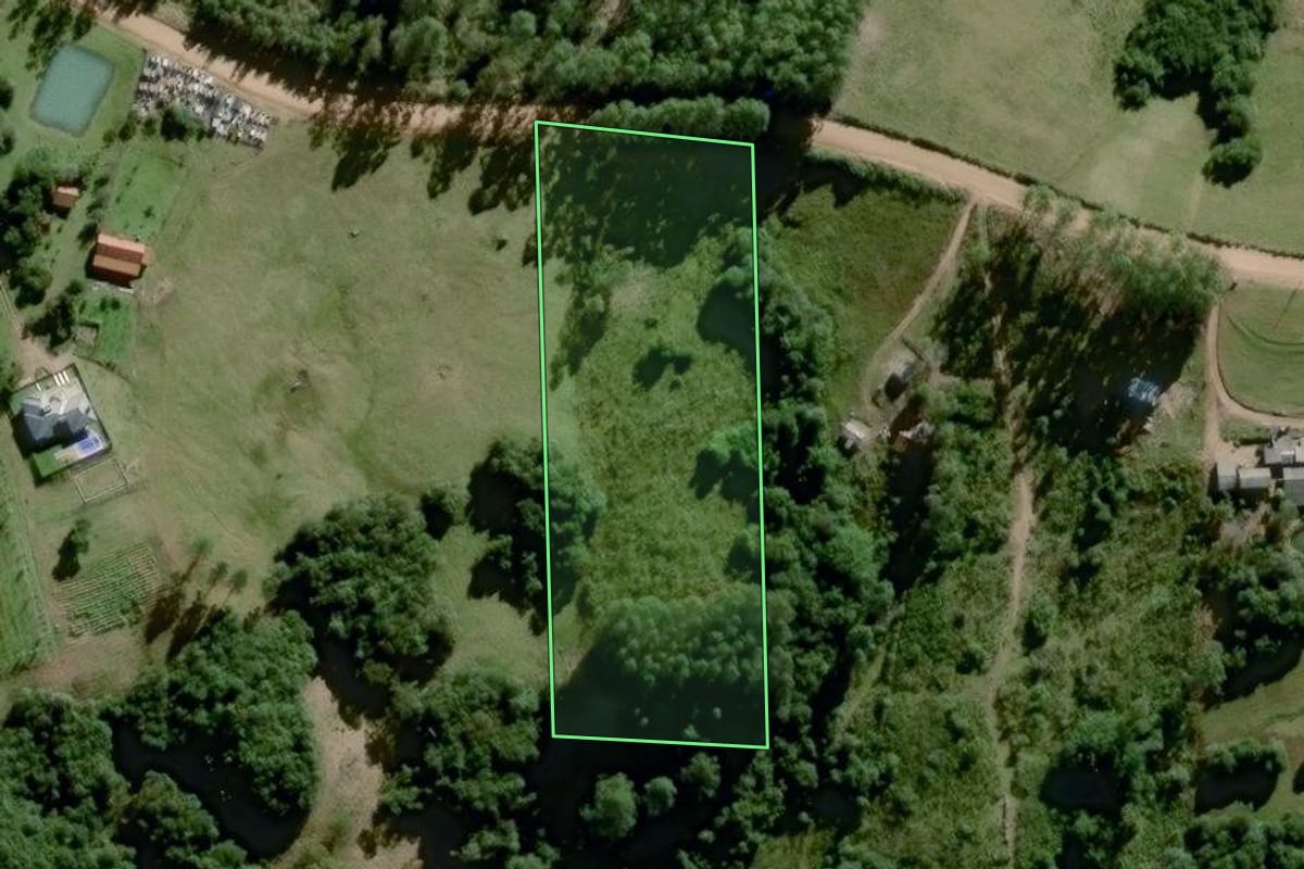Imagem de satélite do imóvel rural em Amaral Ferrador (RS), com o contorno declarado no CAR desenhado por cima.