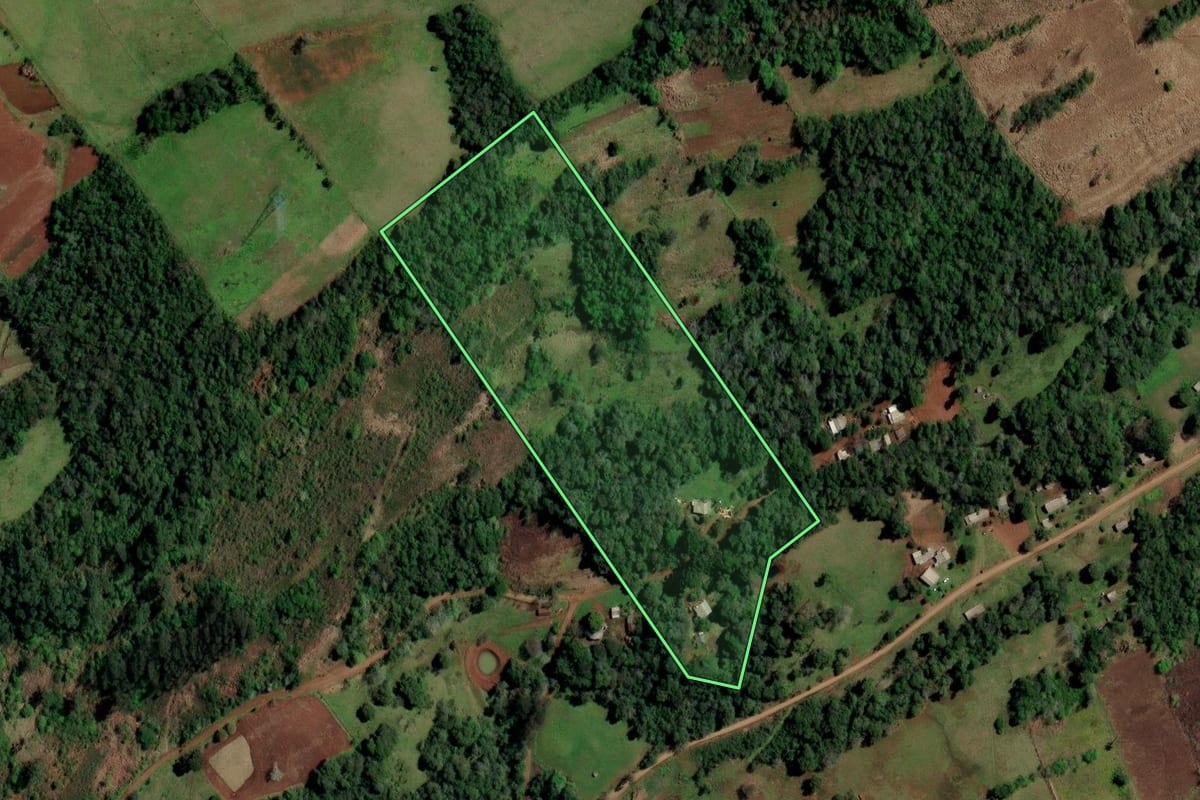Imagem de satélite do imóvel rural em Ametista do Sul (RS), com o contorno declarado no CAR desenhado por cima.