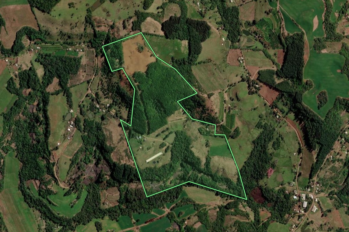 Imagem de satélite do imóvel rural em Ametista do Sul (RS), com o contorno declarado no CAR desenhado por cima.