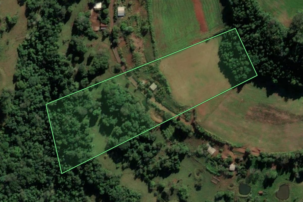 Imagem de satélite do imóvel rural em Ametista do Sul (RS), com o contorno declarado no CAR desenhado por cima.