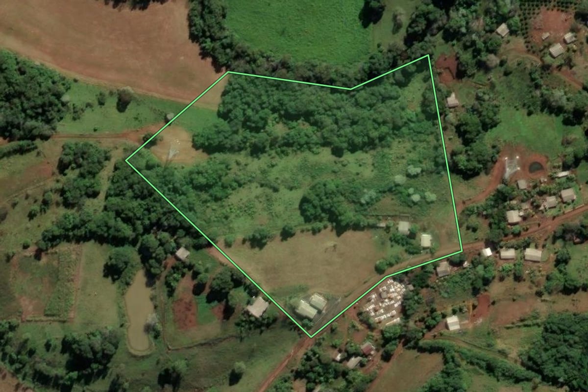 Imagem de satélite do imóvel rural em Ametista do Sul (RS), com o contorno declarado no CAR desenhado por cima.