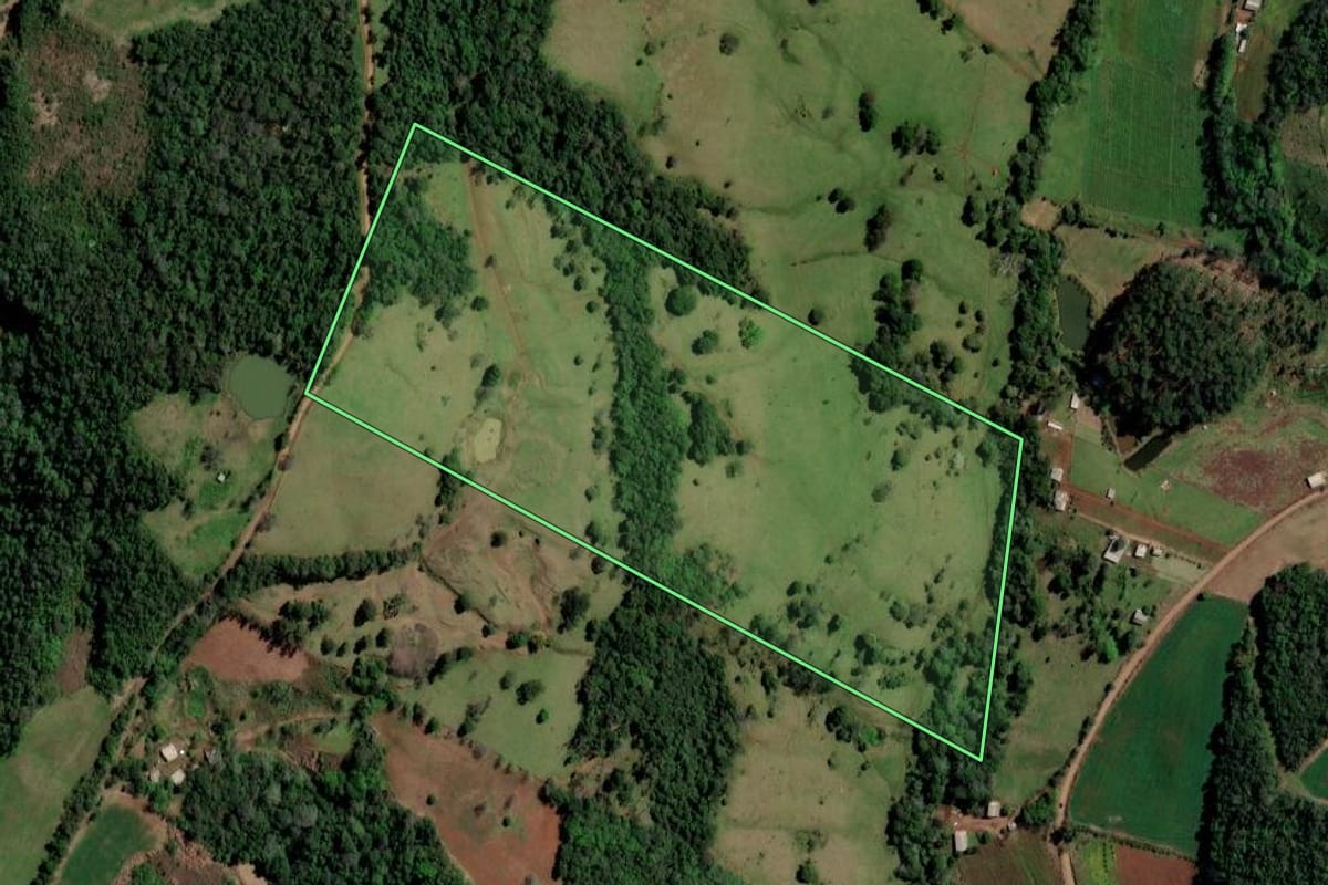 Imagem de satélite do imóvel rural em Ametista do Sul (RS), com o contorno declarado no CAR desenhado por cima.