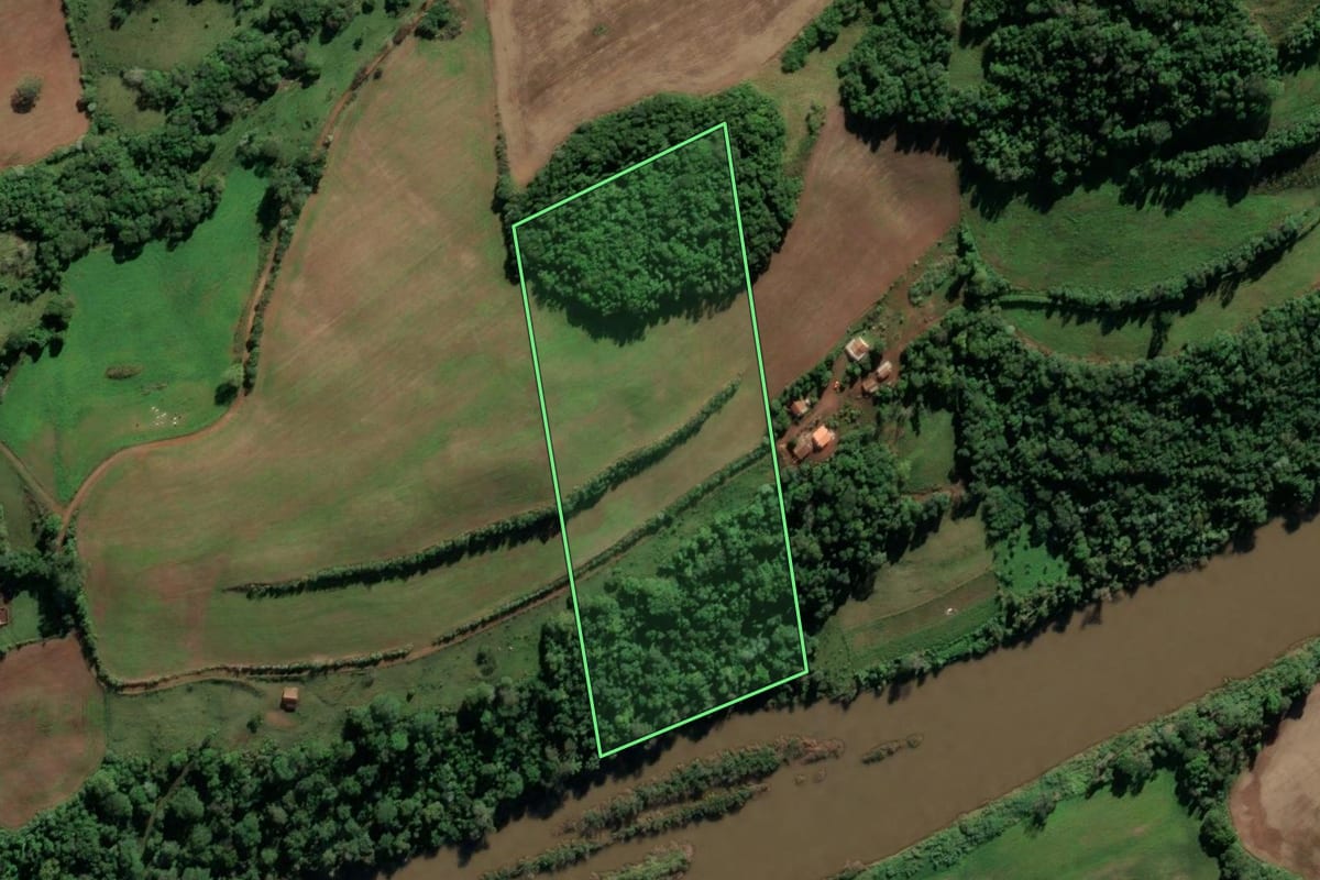 Imagem de satélite do imóvel rural em Ametista do Sul (RS), com o contorno declarado no CAR desenhado por cima.