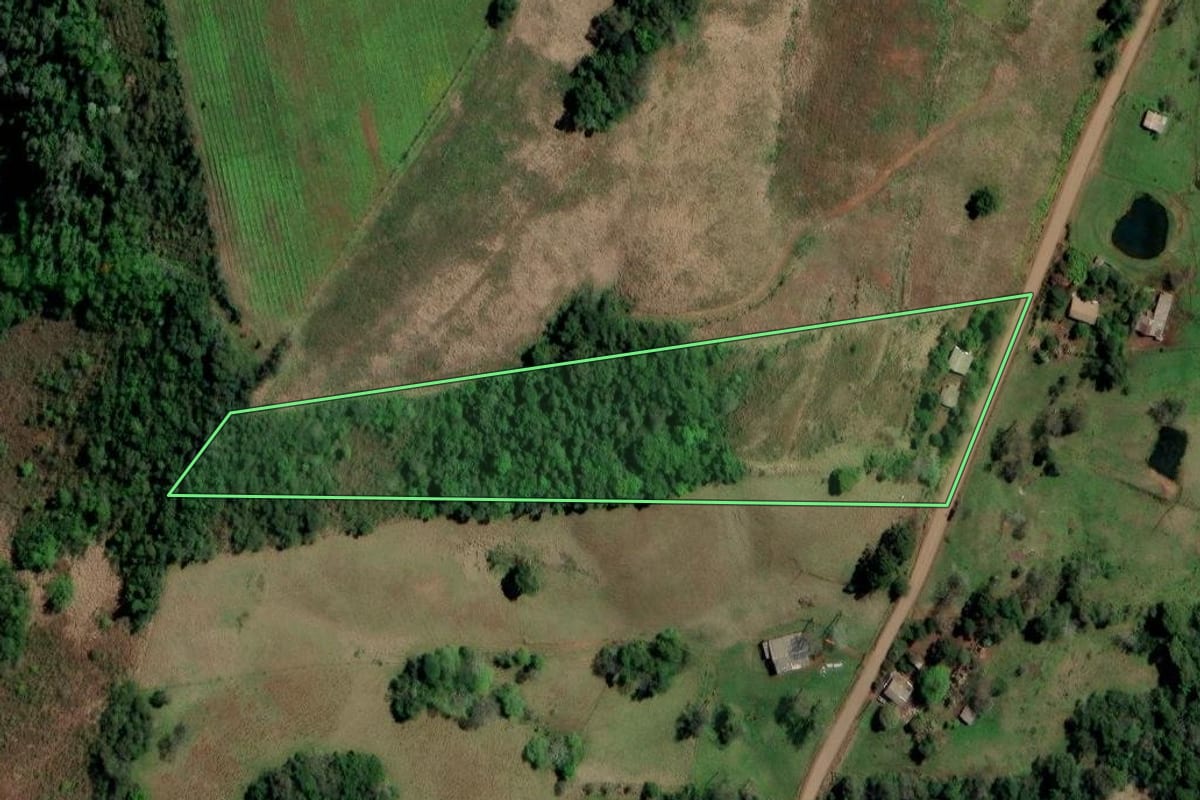 Imagem de satélite do imóvel rural em Ametista do Sul (RS), com o contorno declarado no CAR desenhado por cima.