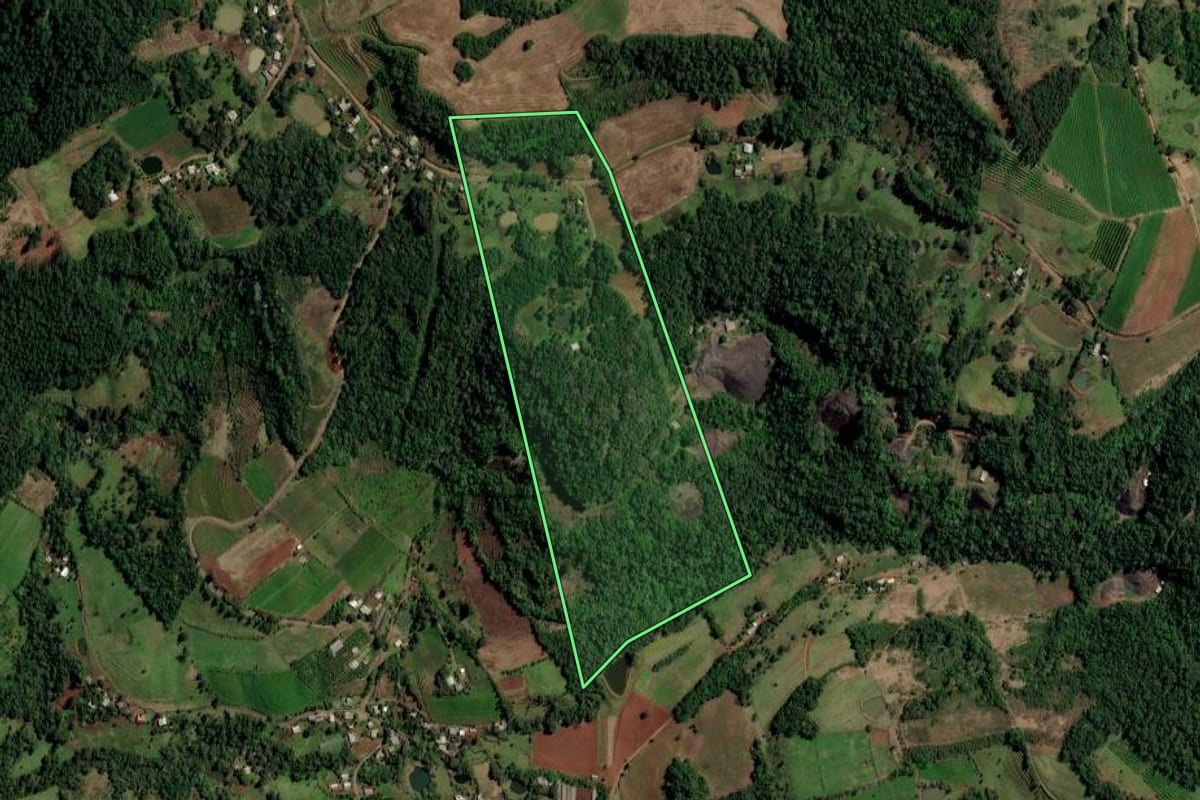 Imagem de satélite do imóvel rural em Ametista do Sul (RS), com o contorno declarado no CAR desenhado por cima.