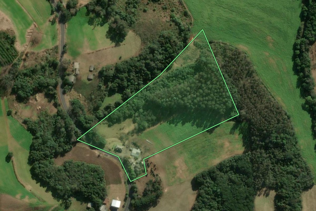 Imagem de satélite do imóvel rural em Anta Gorda (RS), com o contorno declarado no CAR desenhado por cima.