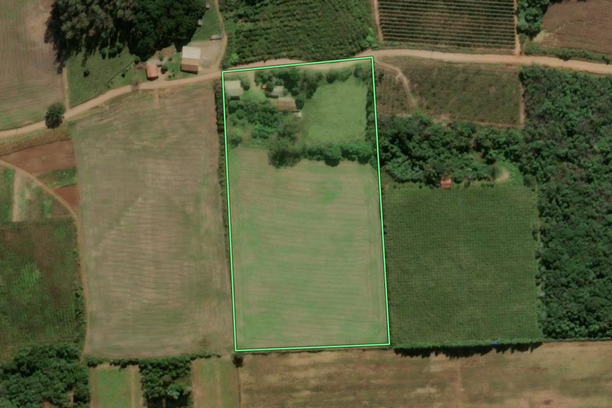 Imagem de satélite do imóvel rural em Antônio Prado (RS), com o contorno declarado no CAR desenhado por cima.