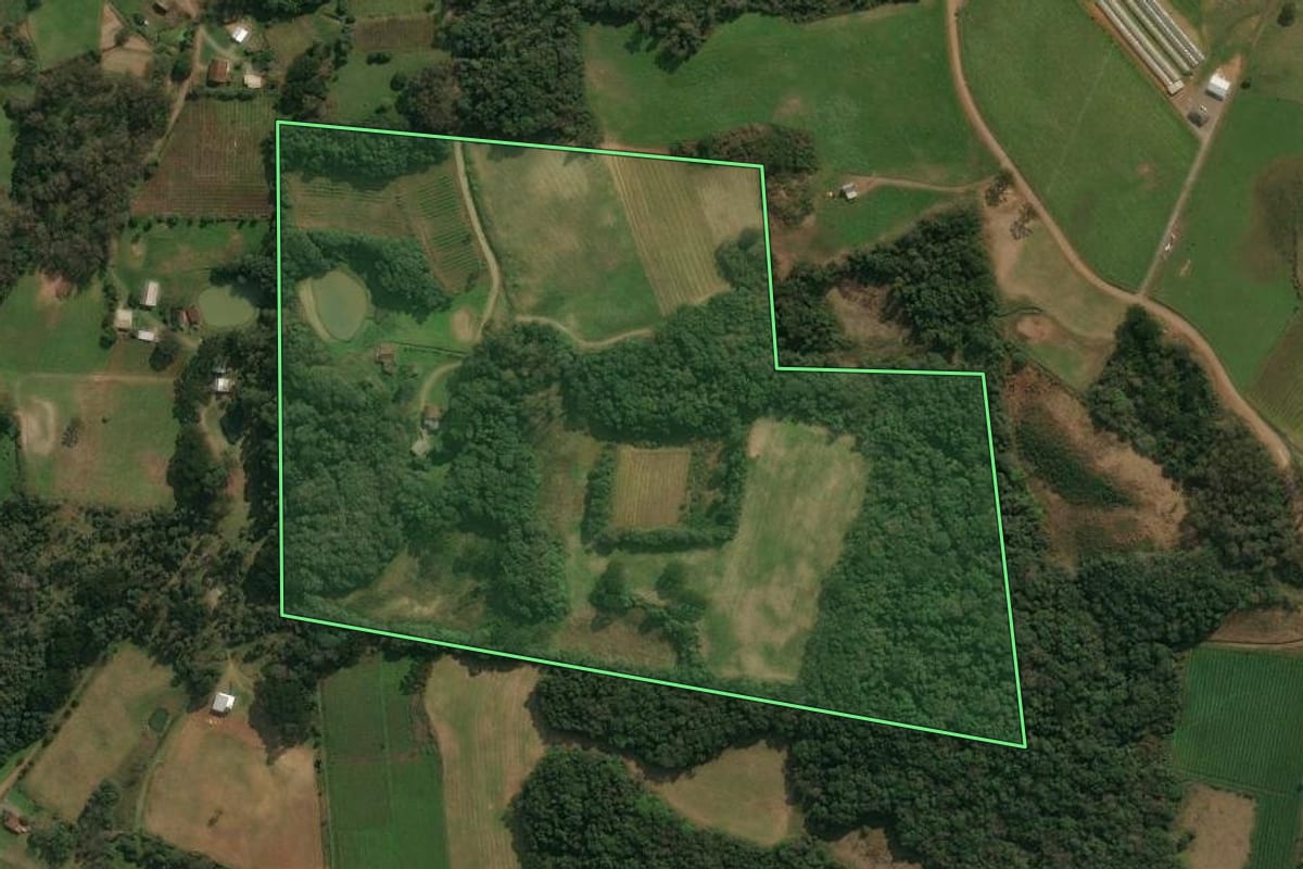 Imagem de satélite do imóvel rural em Antônio Prado (RS), com o contorno declarado no CAR desenhado por cima.