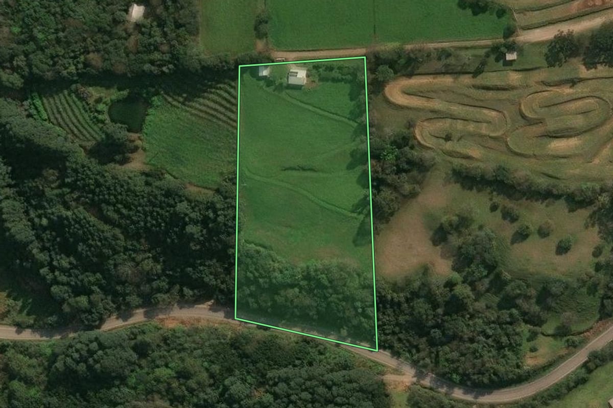 Imagem de satélite do imóvel rural em Antônio Prado (RS), com o contorno declarado no CAR desenhado por cima.