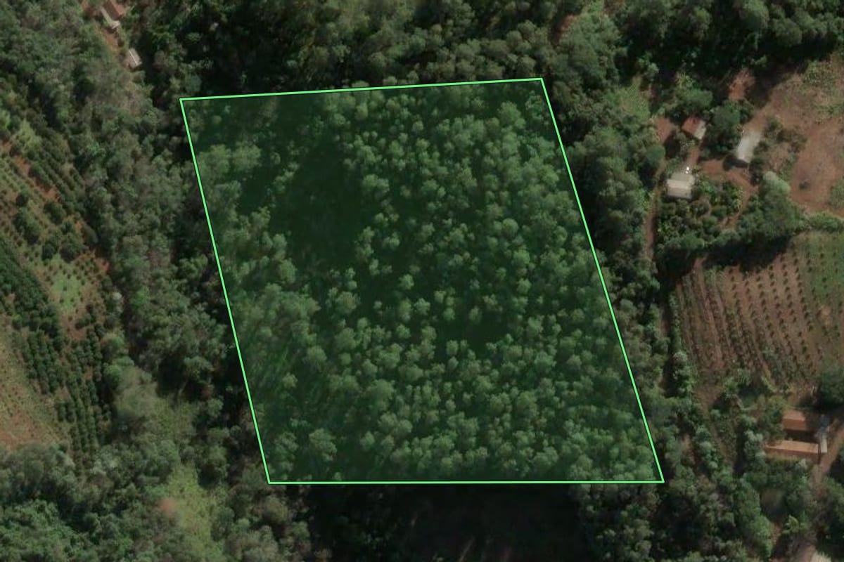 Imagem de satélite do imóvel rural em Aratiba (RS), com o contorno declarado no CAR desenhado por cima.